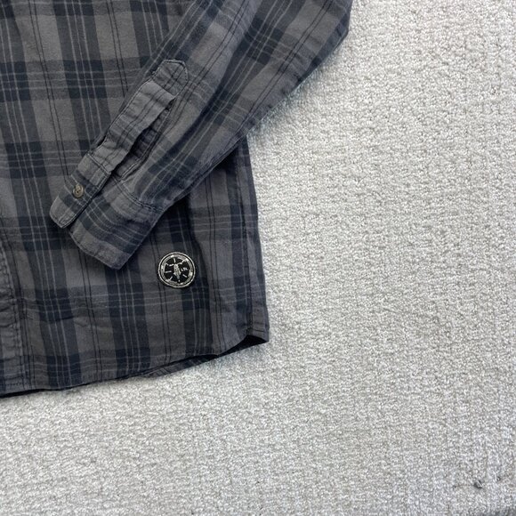Le Temps des Cerises Plaid Button Up Shirt Men’s Sz S Gray Black Long Sleeve - Picture 5 of 14